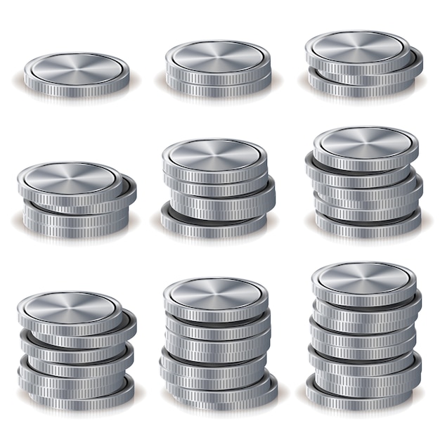 Download Premium Vector | Silver coins stacks