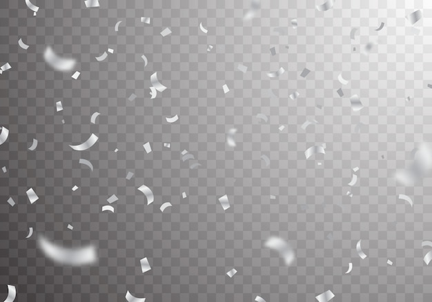 Silver confetti background that is flying with vector illustrations ...