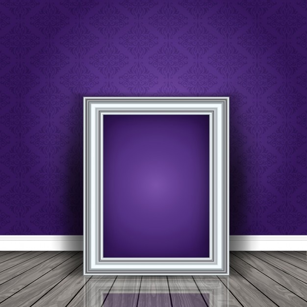 Download Silver frame on a purple wall | Free Vector