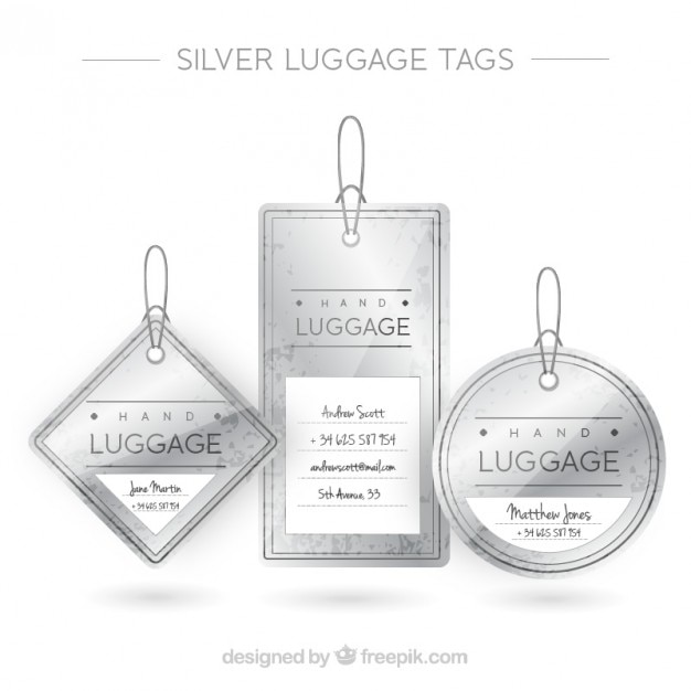 silver luggage tags