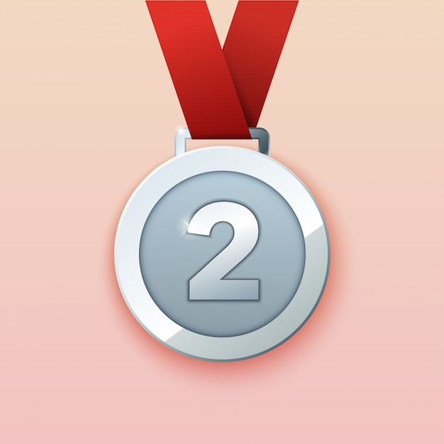 Silver Medal For Second Prize Illustration Premium Vector