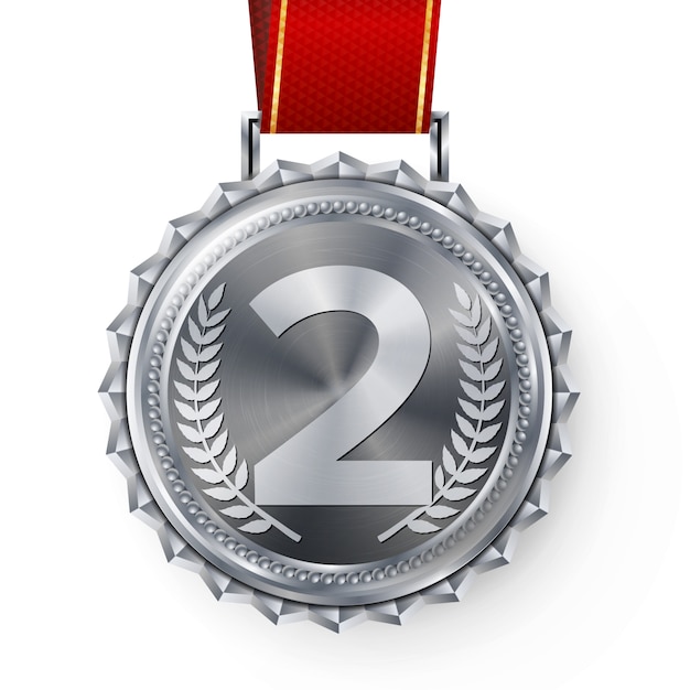 Серебряная медаль, серебряное 2-е место | Премиум векторы
