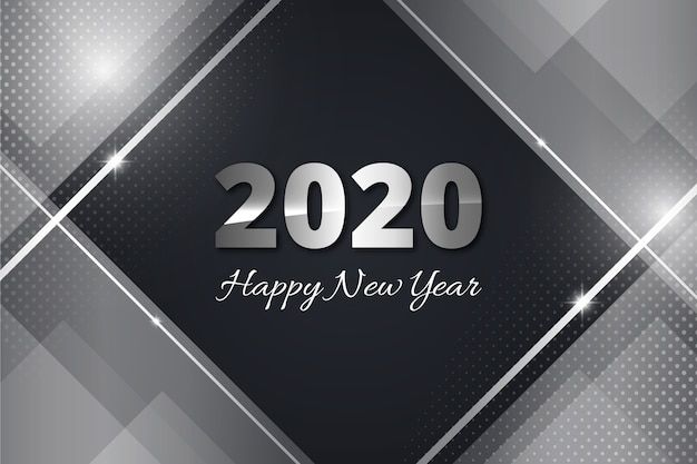 無料のベクター シルバー新年2020の壁紙