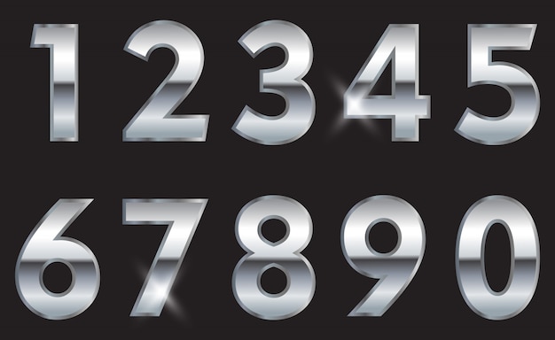 Silver numbers set Vector | Premium Download