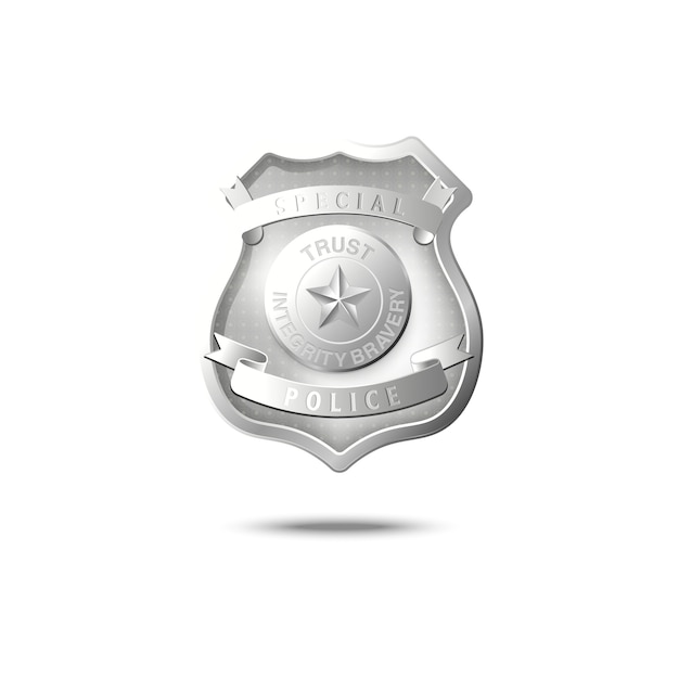 Download Premium Vector | Silver police badge mockup floating in air