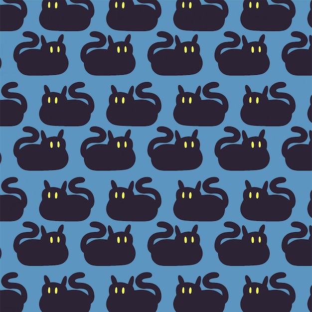 シンプルな背景に手描きの黒猫 プレミアムベクター