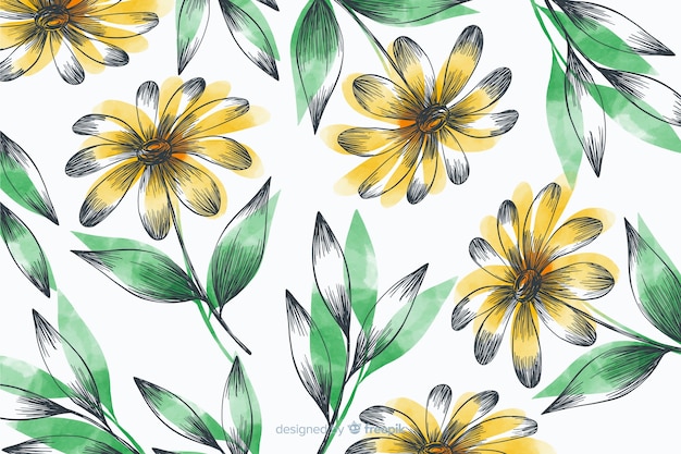 Free Vector Simple Background With Yellow Flowers,1910 Interior Design Australian
