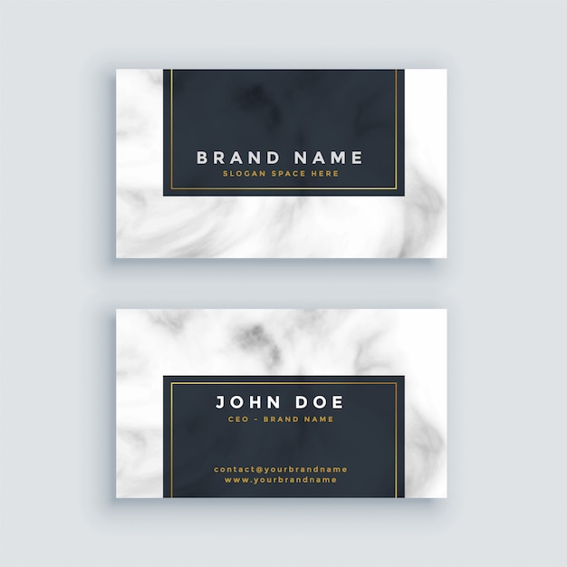 Simple black and white business card with\
marble texture