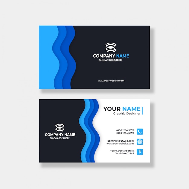 Download Free Simple Black And Blue Business Card With Logo And Icon For Your Use our free logo maker to create a logo and build your brand. Put your logo on business cards, promotional products, or your website for brand visibility.