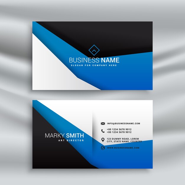 Simple blue and black business card\
design