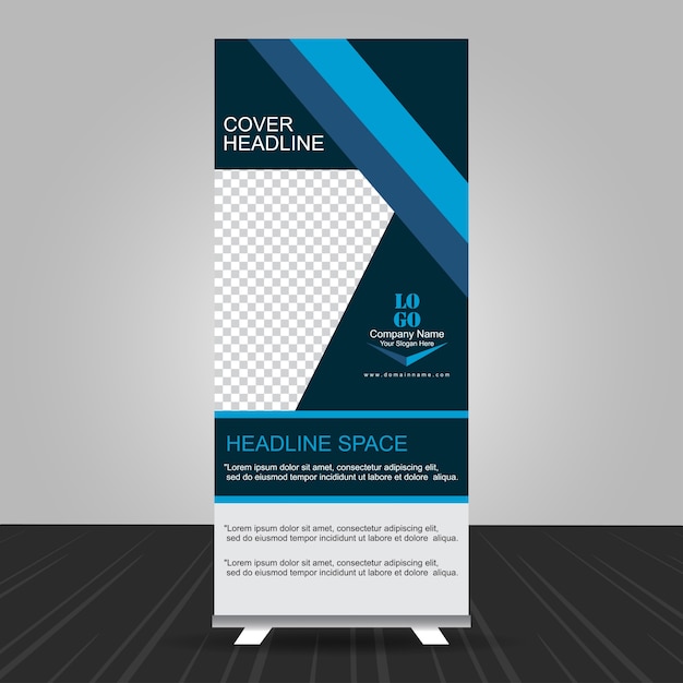 Premium Vector Simple Blue Standee Roll Up Banner Design