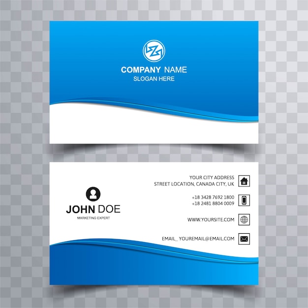 Simple blue wavy business card