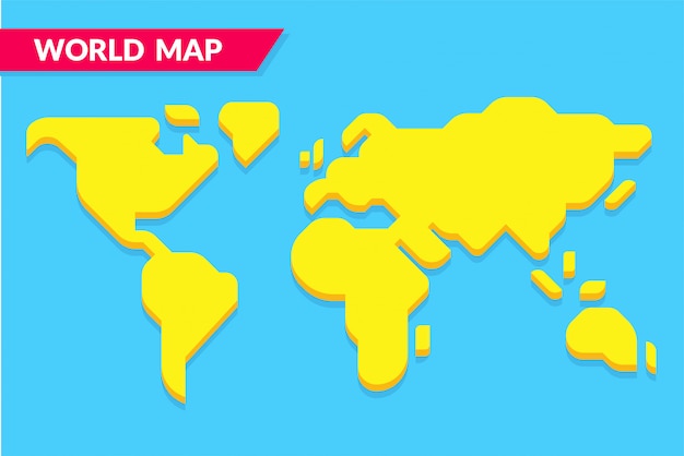 Premium Vector Simple Cartoon Style World Map 0218