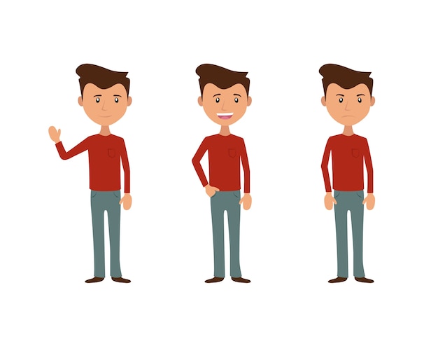 Download Simple character in three moods Vector | Premium Download