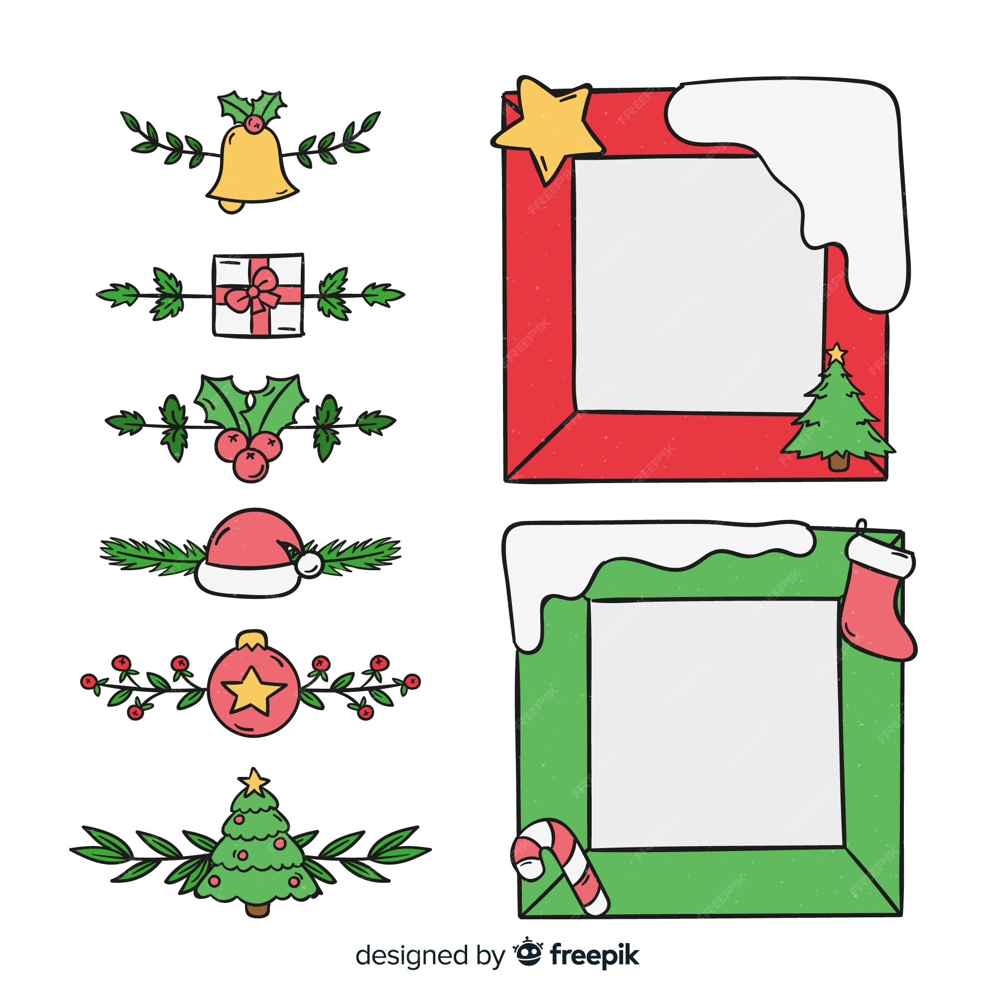 Free Vector | Simple christmas frames and borders