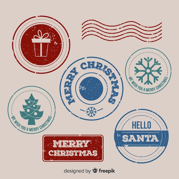 Download Simple christmas stamps pack | Free Vector