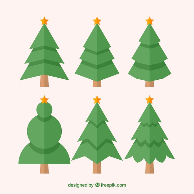 Free Vector | Simple collection of christmas trees in various shapes