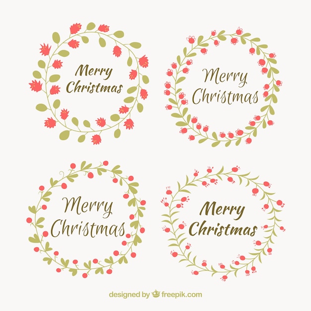 Download Simple collection of christmas wreaths Vector | Free Download