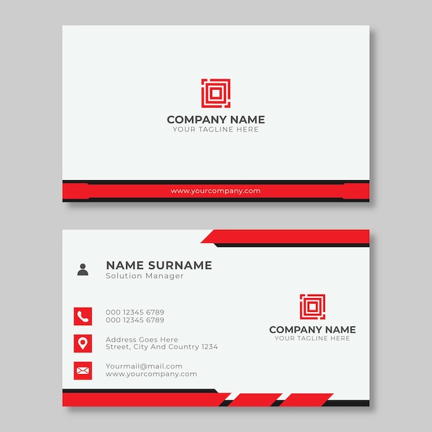 Premium Vector | Simple creative red and black business card template