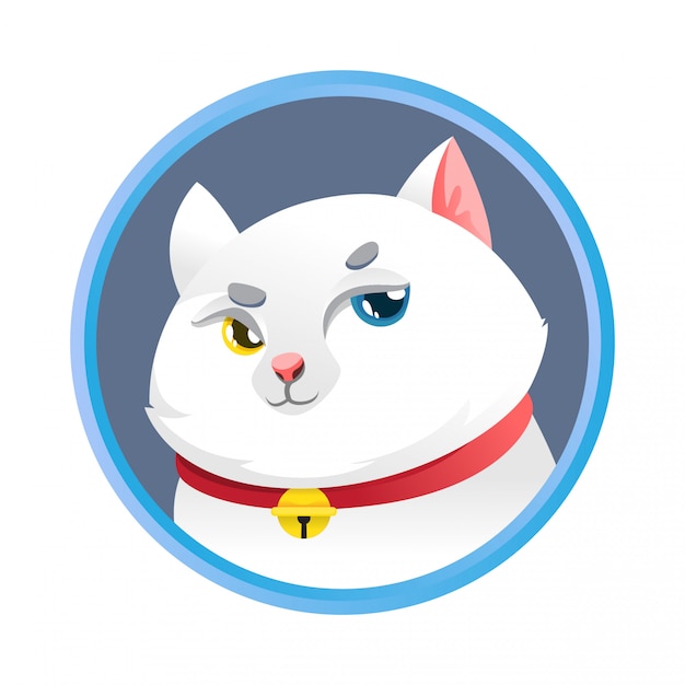 Simple cute white cat cartoon design Vector | Premium Download