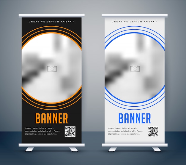 Free Vector Simple Dark And Light Rollup Banner