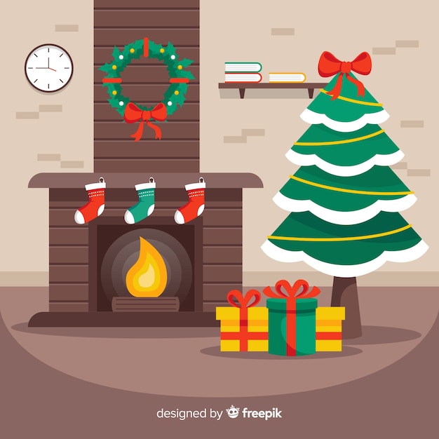 Free Vector | Simple fireplace christmas background