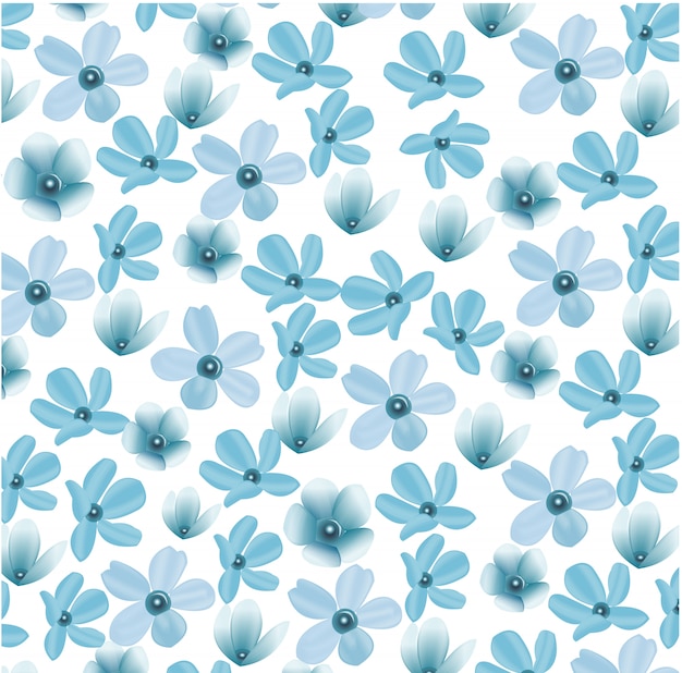 シンプルな花のパターン ボタニカの背景 おしゃれな花柄 プレミアムベクター