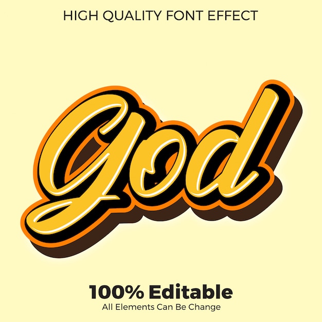 Premium Vector | Simple god script text style editable font effect