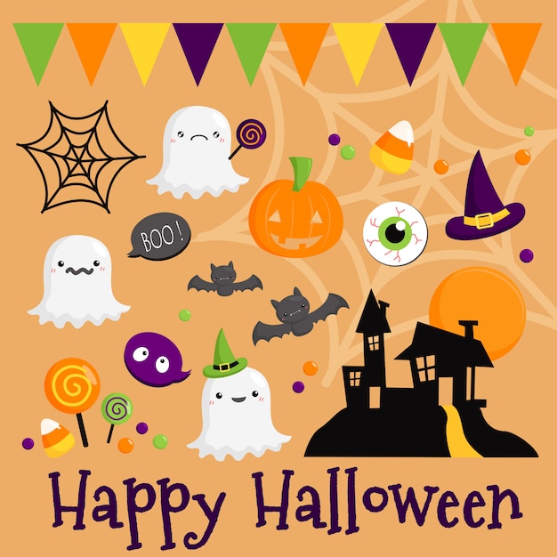 Premium Vector | Simple halloween vector set