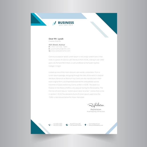 Simple LetterHead With Geometric Shape Vector | Premium Download