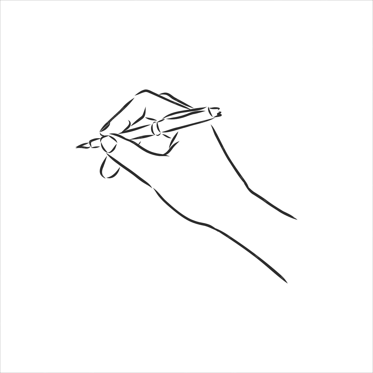 Premium Vector | Simple line drawing of hand holding a pen. vector sketch