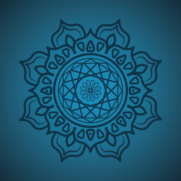 Download Simple mandala on teal background Vector | Premium Download