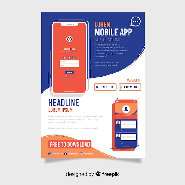 Simple mobile app poster | Free Vector