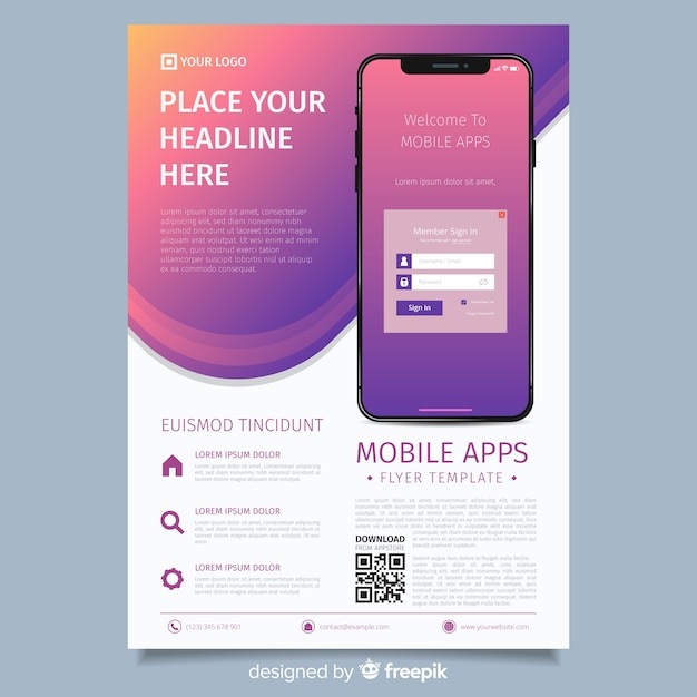 Simple mobile phone flyer Vector Free Download