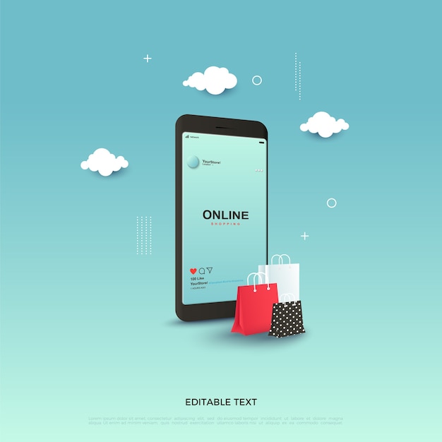 Premium Vector | Simple online shopping with smartphone