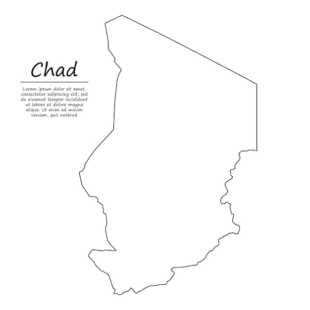 Simple Outline Map Of Chad Vector Silhouette In Sketch Line Style The