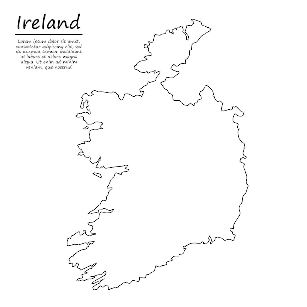 Premium Vector Simple outline map of ireland, in sketch line style