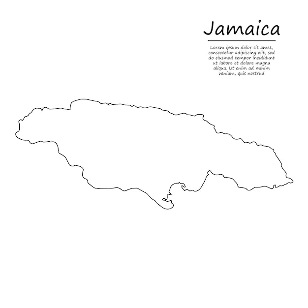 Premium Vector  Simple outline map of jamaica, silhouette in sketch line style