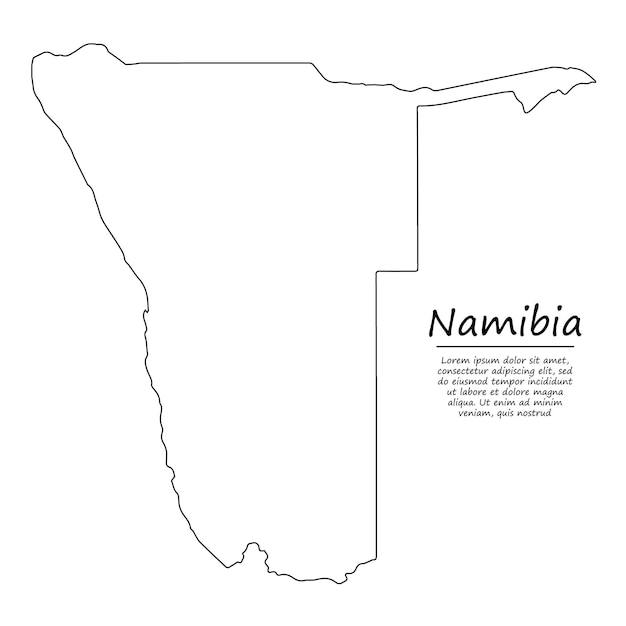 Premium Vector Simple Outline Map Of Namibia Silhouette In Sketch Line Style