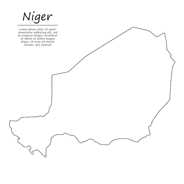 Premium Vector Simple Outline Map Of Niger Silhouette In Sketch Line Style 