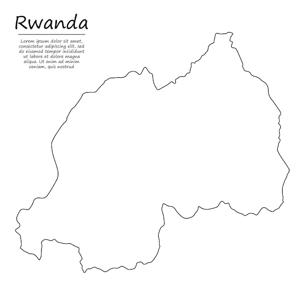 Premium Vector Simple Outline Map Of Rwanda Silhouette In Sketch   Simple Outline Map Rwanda Silhouette Sketch Line Style 97886 7931 