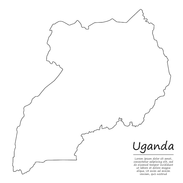 Premium Vector | Simple outline map of uganda, silhouette in sketch