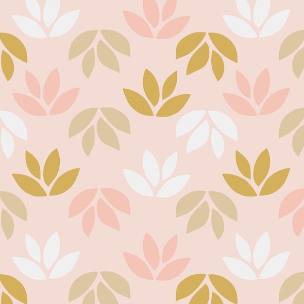 Simple pattern of leaves on pink background Free Vector