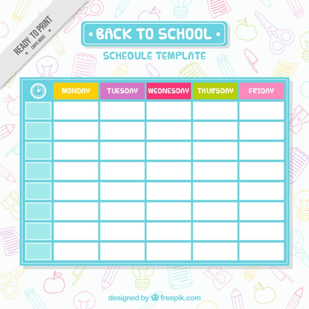 free-vector-simple-school-schedule-template