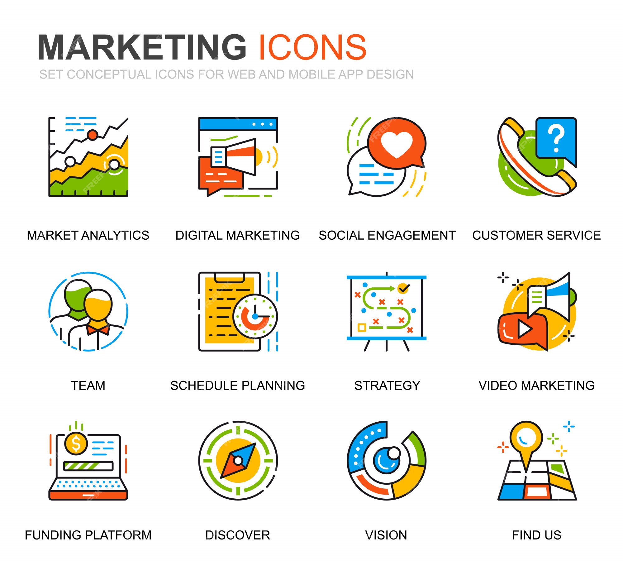 Premium Vector | Simple set business and marketing line icons for website