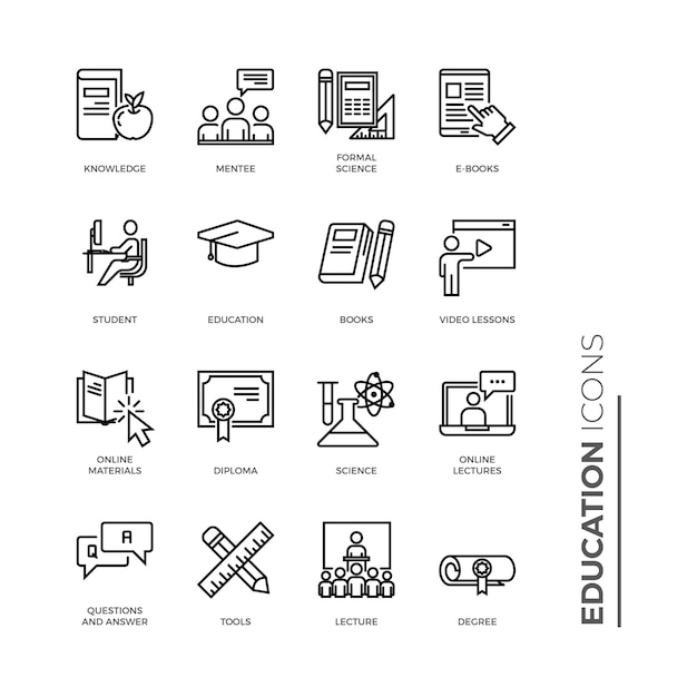 Simple set of education icon, related vector line icons Premium Vector
