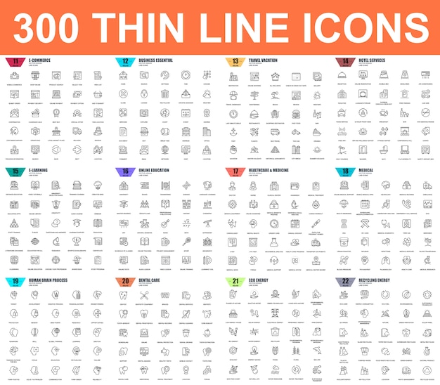 Simple set of vector thin line icons Premium Vector Simple set of vector thin line icons Premium Vector