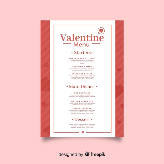 Free Vector | Simple valentine's day menu