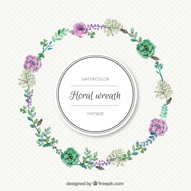 Download Simple watercolor floral wreath Vector | Free Download