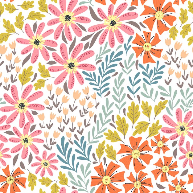 Premium Vector | Wild Flowers Pattern